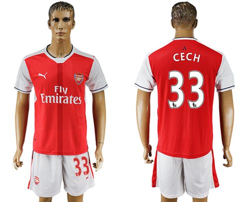 Arsenal 33 Cech Home Soccer Club Jersey