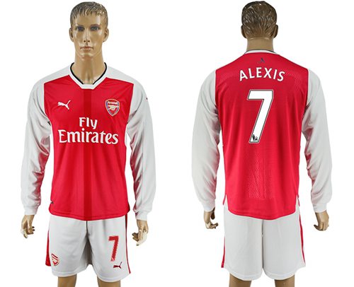 Arsenal 7 Alexis Red Home Long Sleeves Soccer Club Jersey