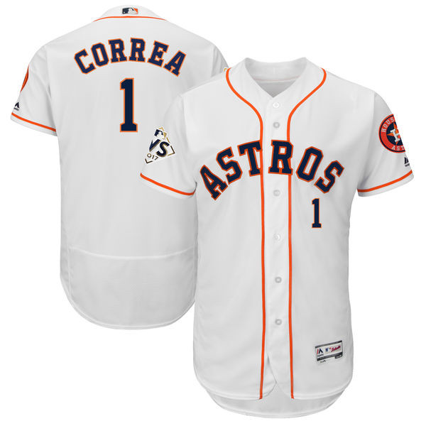 Astros 1 Carlos Correa White 2017 World Series Bound Flexbase Player Jersey
