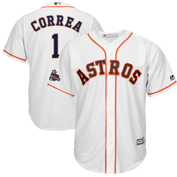 Astros 1 Carlos Correa White 2017 World Series Champions Cool Base Player Jersey