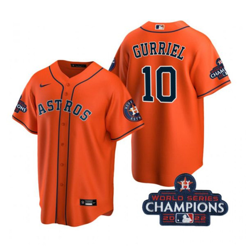 Astros 10 Yuli Gurriel Orange 2022 World Series Champions Cool Base Jersey