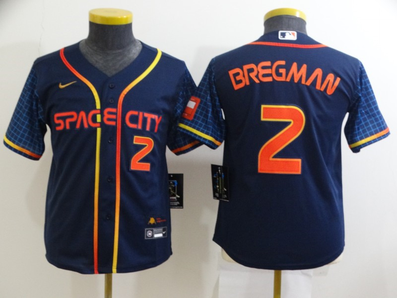 Astros 2 Alex Bregman Navy Youth Nike 2022 City Connect Cool Base Jerseys
