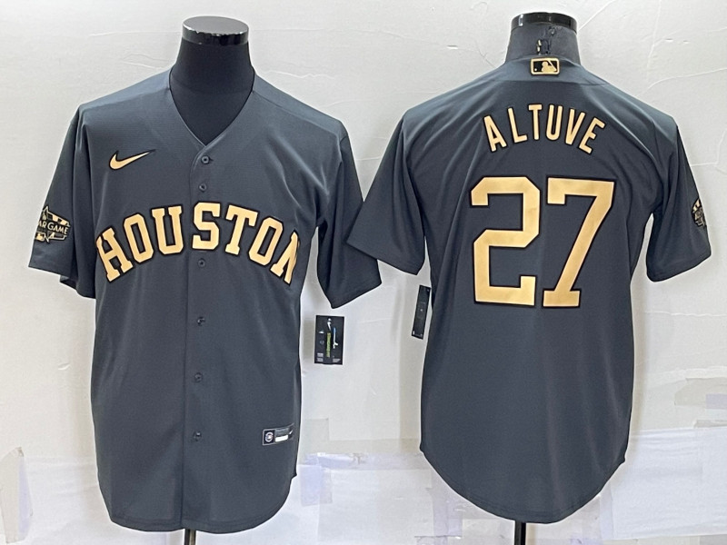 Astros 27 Jose Altuve Charcoal Nike 2022 MLB All Star Cool Base Jerseys