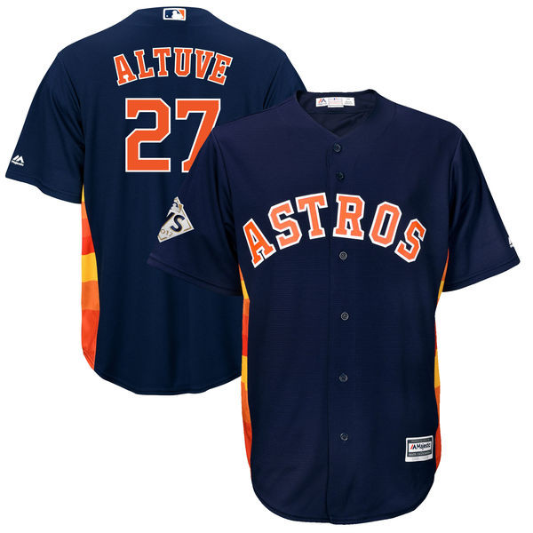 Astros 27 Jose Altuve Navy 2017 World Series Bound Cool Base Player Jersey
