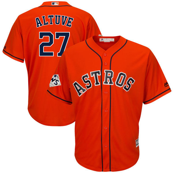Astros 27 Jose Altuve Orange 2017 World Series Bound Cool Base Player Jersey