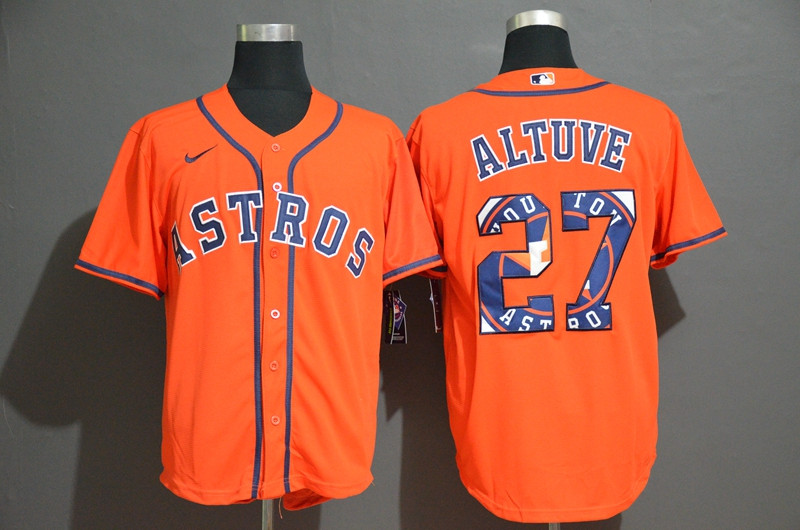 Astros 27 Jose Altuve Orange 2020 Nike Cool Base Fashion Jersey