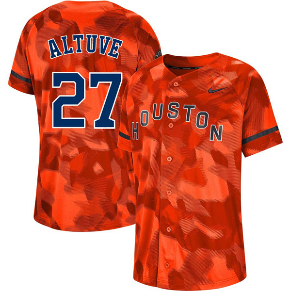 Astros 27 Jose Altuve Orange Camo Fashion Jersey