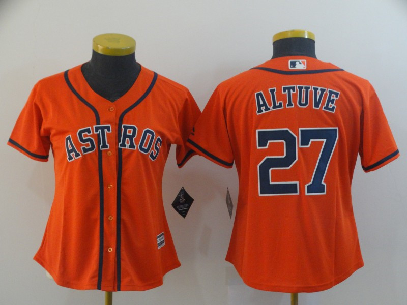 Astros 27 Jose Altuve Orange Women Cool Base Jersey