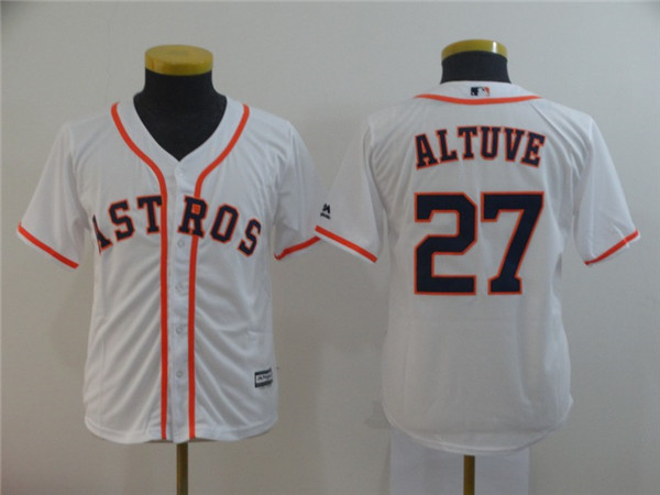 Astros 27 Jose Altuve White Youth Cool Base Jersey