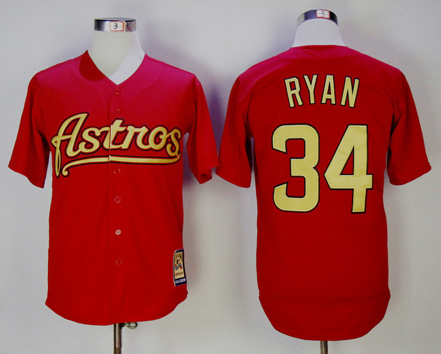 Astros 34 Nolan Ryan Red Cooperstown Collection Jersey