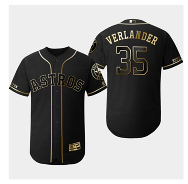 Astros 35 Justin Verlander Black Gold Flexbase Jersey