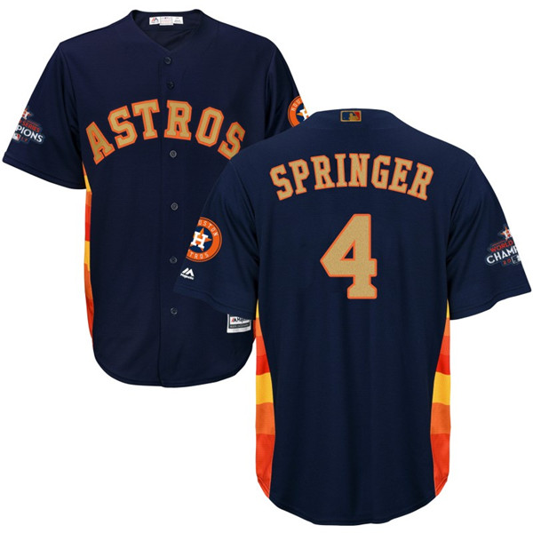 Astros 4 George Navy Youth 2018 Gold Program Cool Base Jersey
