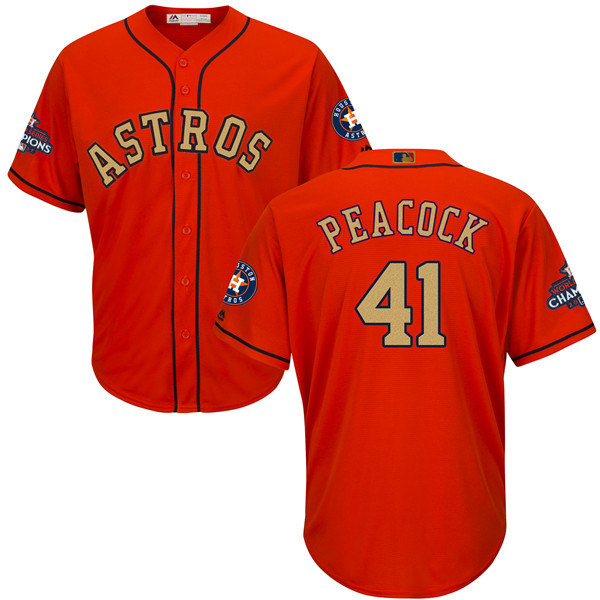 Astros 41 Brad Peacock Orange 2018 Gold Program Cool Base Jersey
