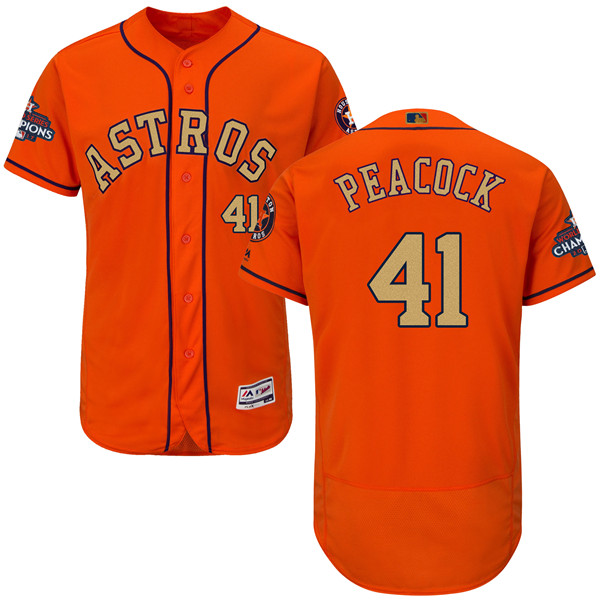 Astros 41 Brad Peacock Orange 2018 Gold Program Flexbase Jersey