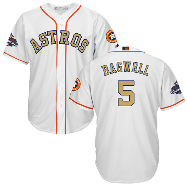 Astros 5 Jeff Bagwell White 2018 Gold Program Cool Base Jersey