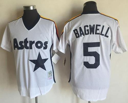 Astros 5 Jeff Bagwell White Mesh Cooperstown Collection Jersey