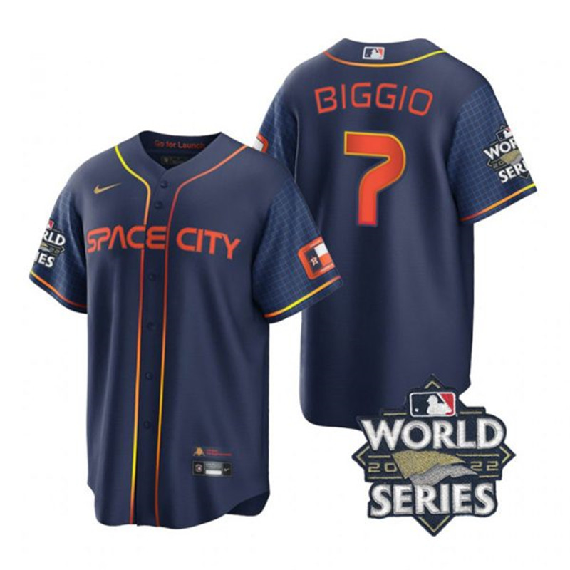 Astros 7 Craig Biggio Navy Nike 2022 World Series City Connect Cool Base Jersey