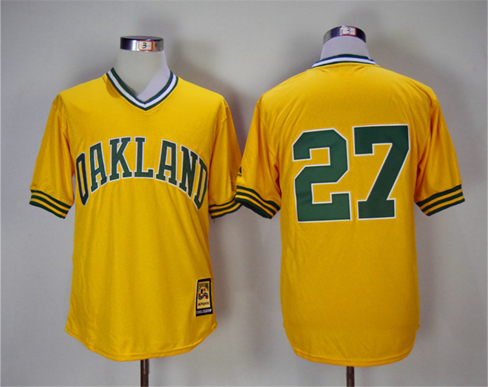 Athletics 27 Catfish Hunter Yellow Turn Back The Clock Copperstown Collection Jersey