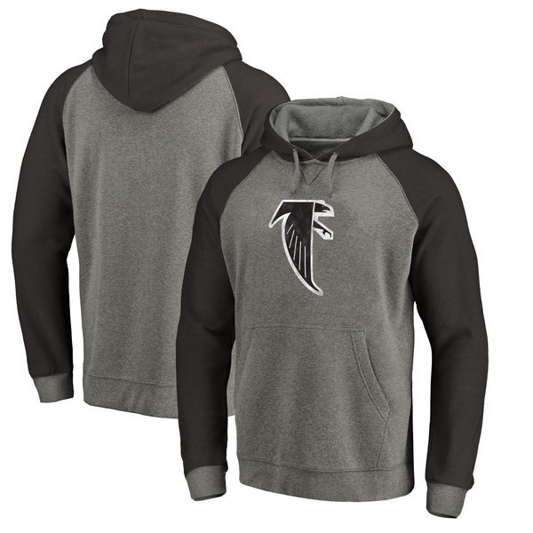Atlanta Falcons NFL Pro Line by Fanatics Branded Throwback Logo Tri Blend Raglan Pullover Hoodie Gray Black