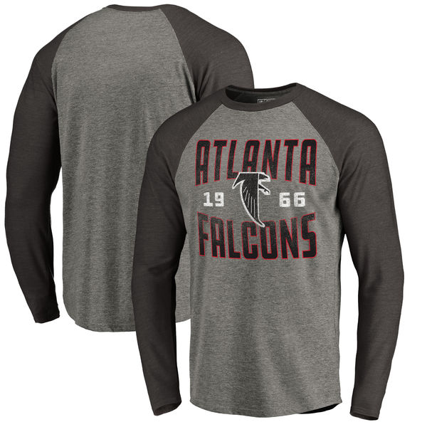 Atlanta Falcons NFL Pro Line by Fanatics Branded Timeless Collection Antique Stack Long Sleeve Tri Blend Raglan T Shirt Ash