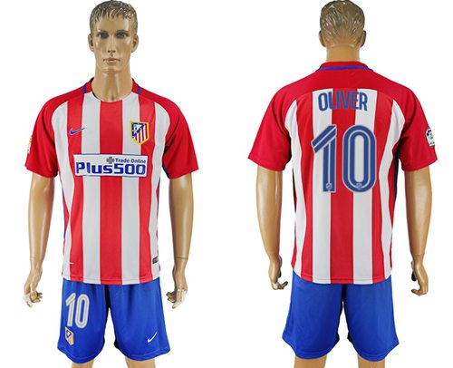 Atletico Madrid 10 Oliver Home Soccer Club Jersey
