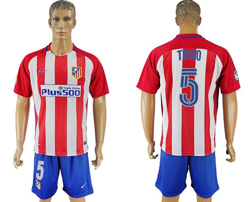 Atletico Madrid 5 Tiago Home Soccer Club Jersey