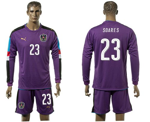 Austria 23 Soares Purple Goalkeeper Long Sleeves Soccer Country Jersey