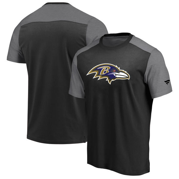 Baltimore Ravens NFL Pro Line by Fanatics Branded Iconic Color Block T Shirt BlackHeathered Gray