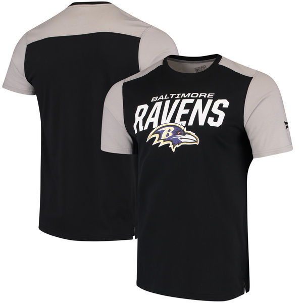 Baltimore Ravens NFL Pro Line by Fanatics Branded Iconic Color Blocked T Shirt Black Gray