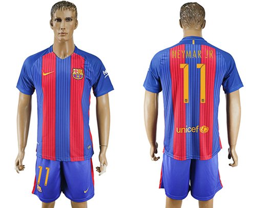 Barcelona 11 Neymar Jr Home With Blue Shorts Soccer Club Jersey