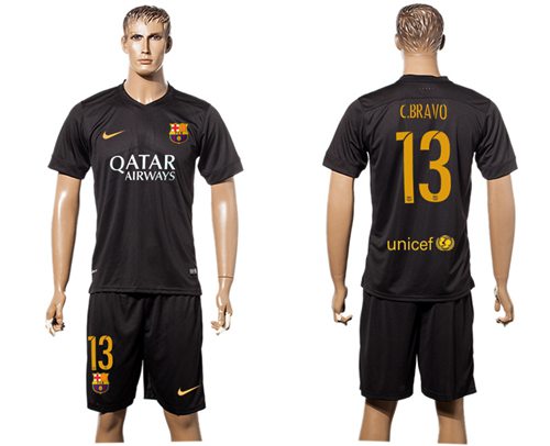 Barcelona 13 C Bravo Black Soccer Club Jersey
