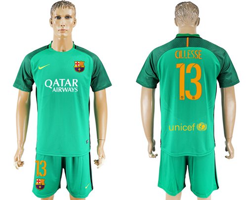 Barcelona 13 Cillesse Green Goalkeeper Soccer Club Jersey