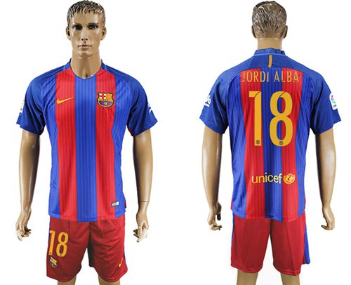 Barcelona 18 Jordi Alba Home Soccer Club Jersey