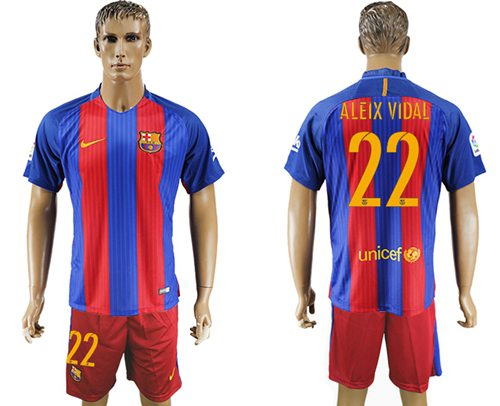 Barcelona 22 Aleix Vidal Home Soccer Club Jersey