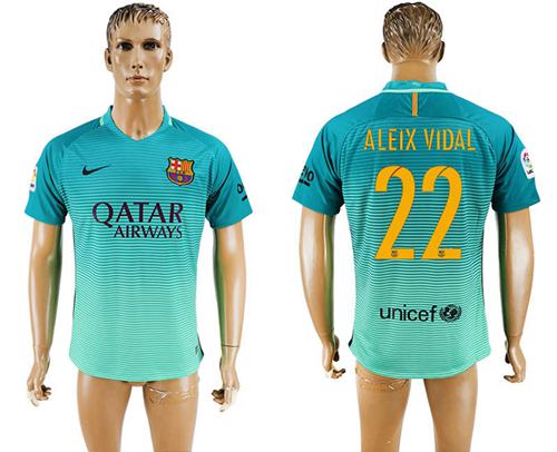 Barcelona 22 Aleix Vidal Sec Away Soccer Club Jersey