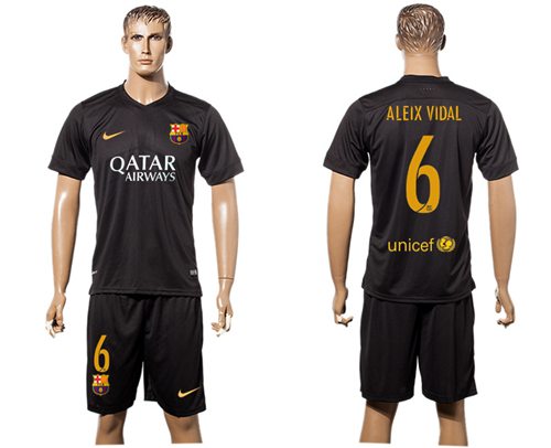 Barcelona 6 Aleix Vidal Black Soccer Club Jersey