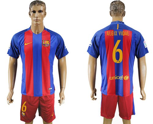 Barcelona 6 Aleix Vidal Home Soccer Club Jersey