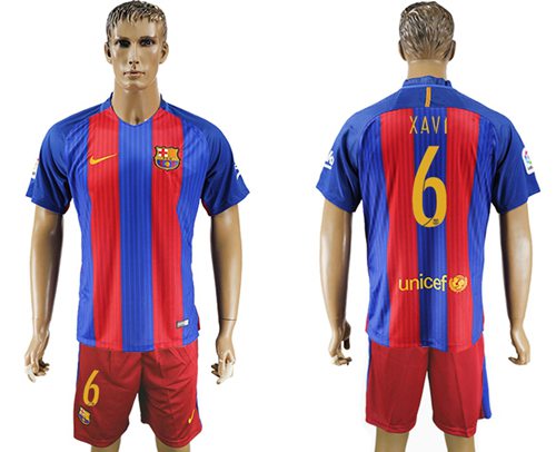 Barcelona 6 Xavi Home Soccer Club Jersey