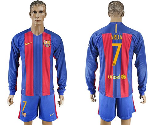 Barcelona 7 Arda Home Long Sleeves Soccer Club Jersey