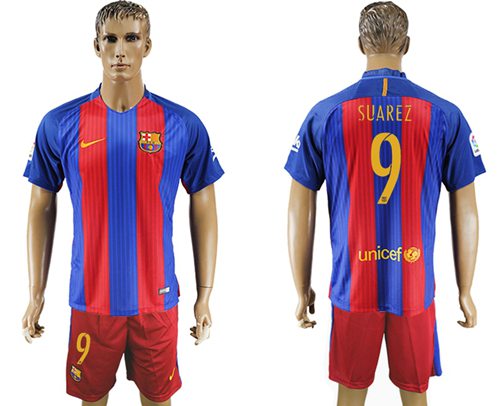 Barcelona 9 Suarez Home Soccer Club Jersey
