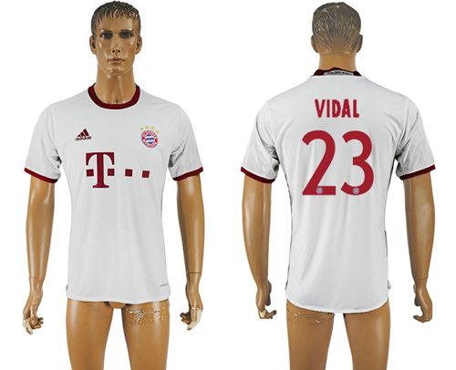 Bayern Munchen 23 Vidal White Soccer Club Jersey