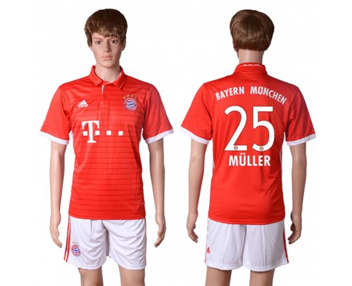 Bayern Munchen 25 Muller Home Soccer Club Jersey