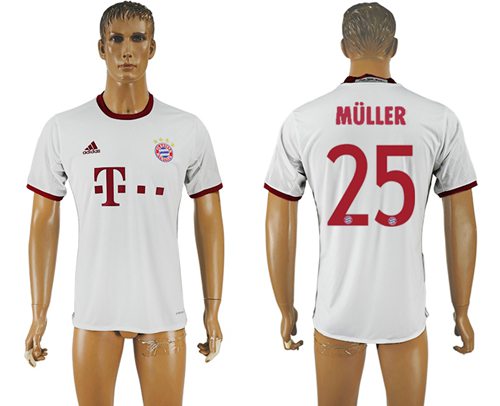 Bayern Munchen 25 Muller White Soccer Club Jersey
