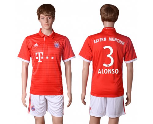 Bayern Munchen 3 Alonso Home Soccer Club Jersey