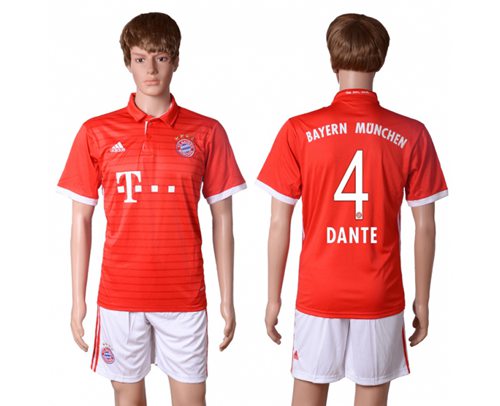 Bayern Munchen 4 Dante Home Soccer Club Jersey
