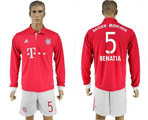 Bayern Munchen 5 Benatia Home Long Sleeves Soccer Club Jersey