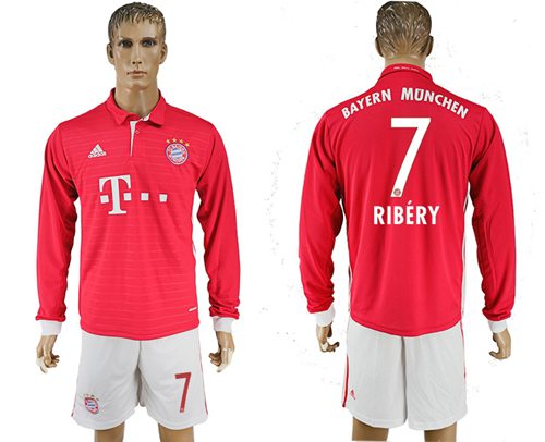 Bayern Munchen 7 Ribery Home Long Sleeves Soccer Club Jersey