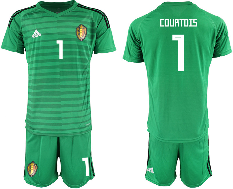 Belgium 1 COURTOIS Green 2018 FIFA World Cup Goalkeeper Soccer Jersey