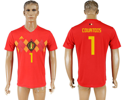 Belgium 1 COURTOIS Home 2018 FIFA World Cup Thailand Soccer Jersey