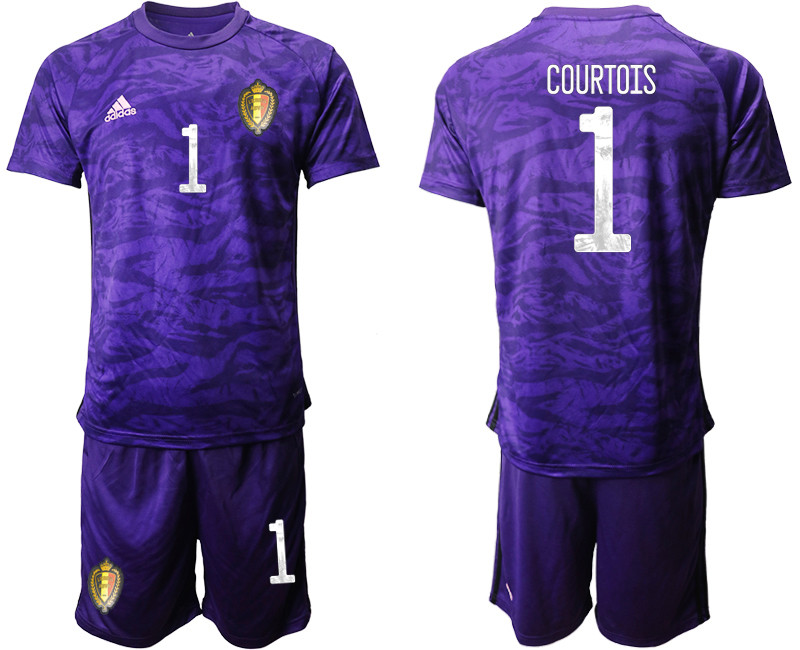 Belgium 1 COURTOIS Purple Goalkeeper UEFA Euro 2020 Soccer Jersey